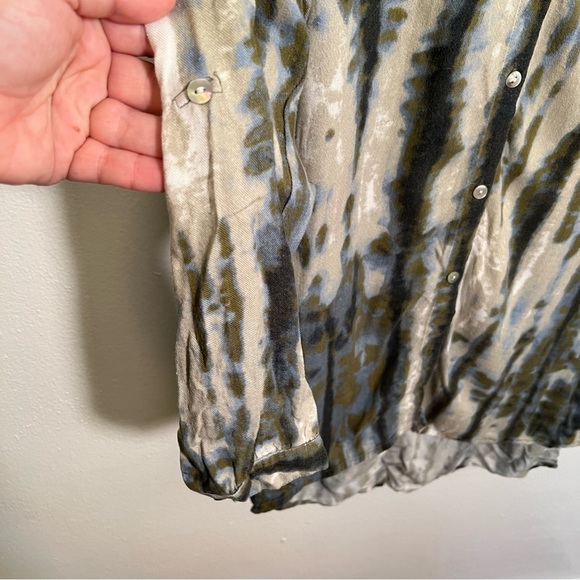 Casual Studio Button Down Tunic Top Green Tie Dye S - Picture 4 of 9